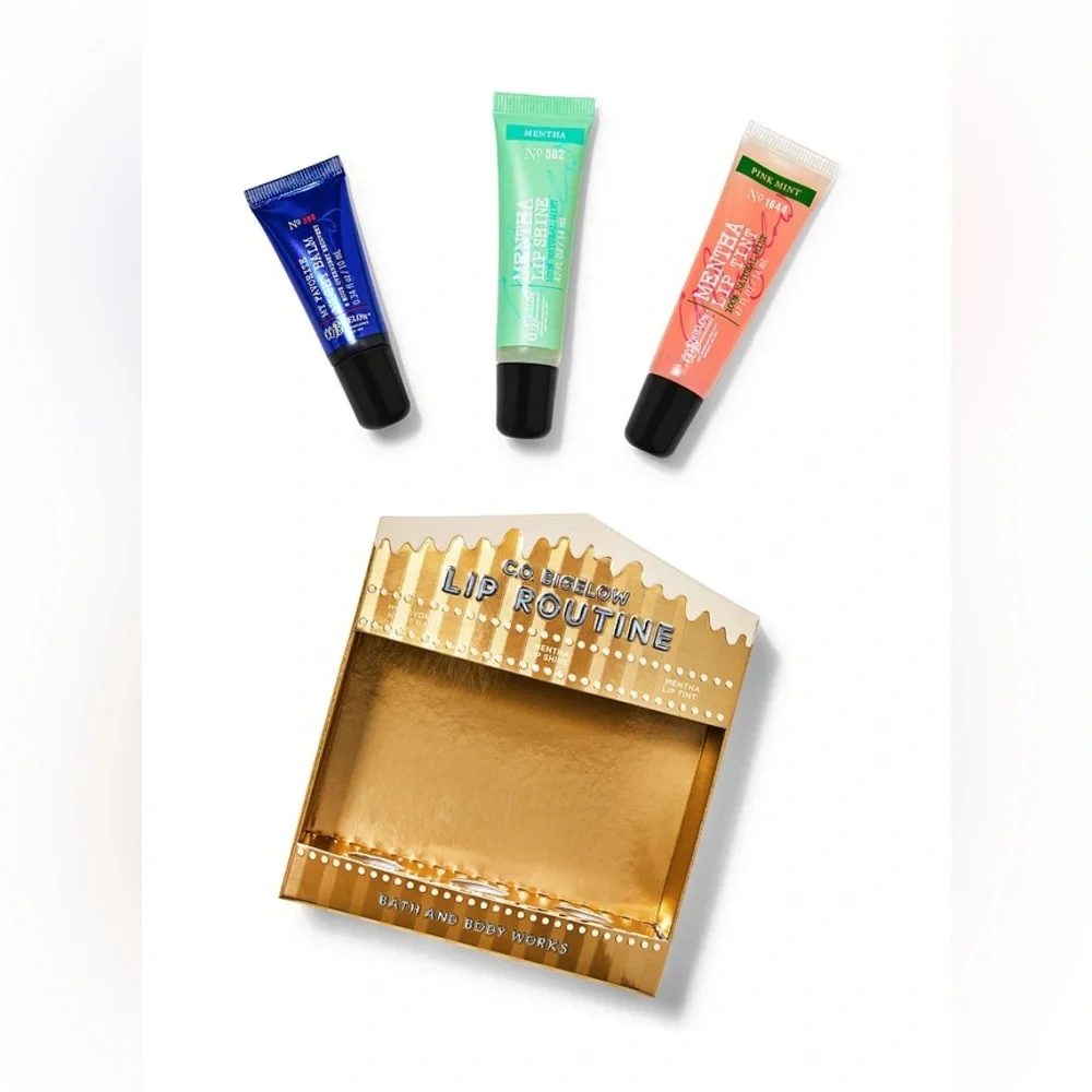 NEW C.O. Bigelow Bath & Body Works Lip Routine Set Mentha Lip Shine Tint Balm